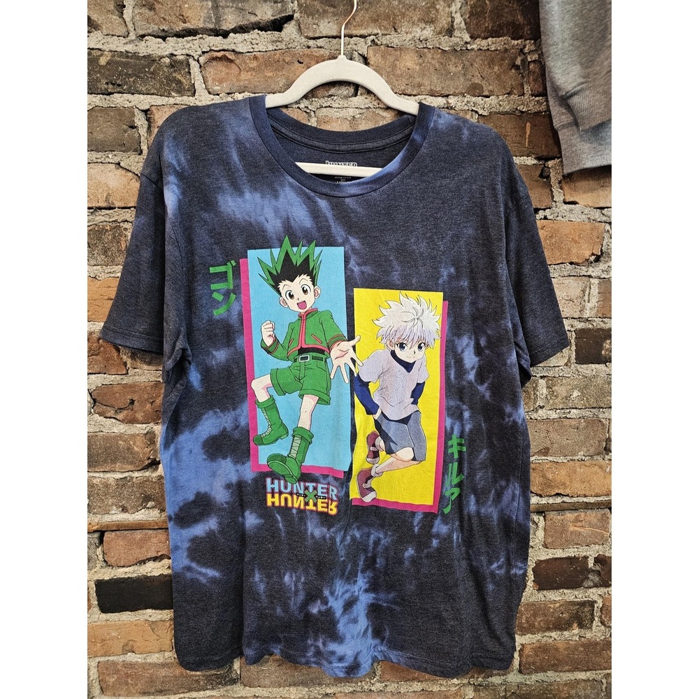 Hunter X Hunter Shirt Mens Large Blue Gon Killua Anime Graphic Tee‎ Tie Dye